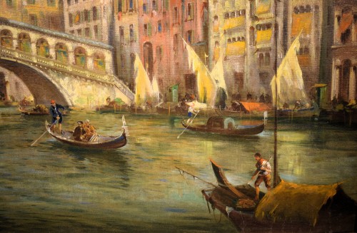 Antiquités - Grand Canal and Rialto Bridge - Angelo Trentin (1850- 1912)